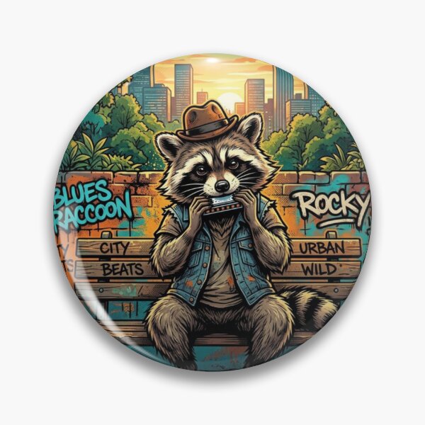 Item preview, Blues Raccoon | Urban Harmonica Player designed and sold by NatureHarmony16.
