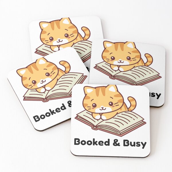 Item preview, Booked & Busy Cute Book Cat designed and sold by Bloomelle Studio.