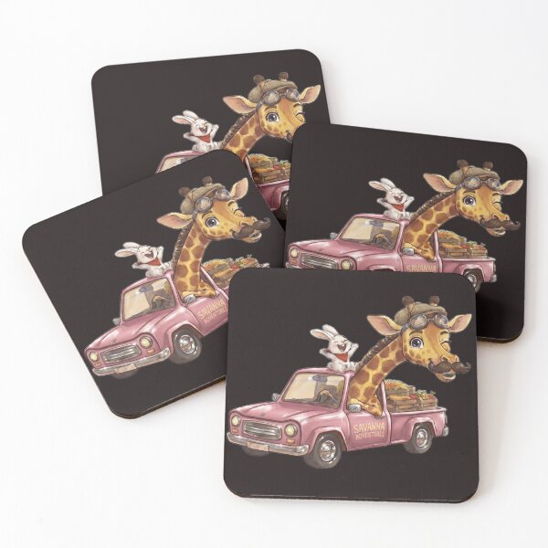 Item preview, Funny Giraffe and Rabbit Driving Pink Car Savanna Meme designed and sold by Fatomfatom.