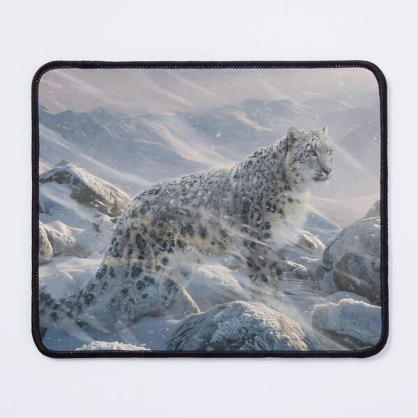Item preview, Snow Leopard in a Winter Blizzard | Majestic Wildlife Nature Art designed and sold by DreamyWallVibes.