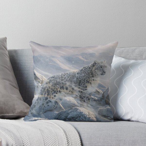 Item preview, Snow Leopard in a Winter Blizzard | Majestic Wildlife Nature Art designed and sold by DreamyWallVibes.