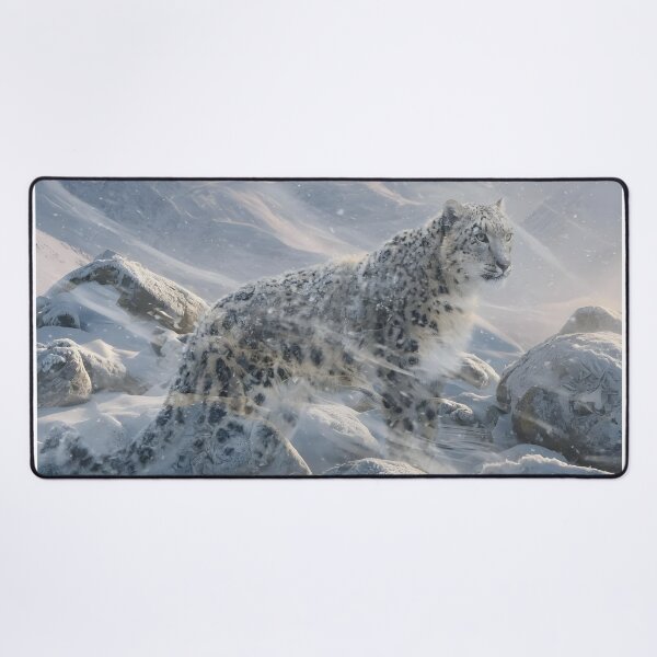 Item preview, Snow Leopard in a Winter Blizzard | Majestic Wildlife Nature Art designed and sold by DreamyWallVibes.
