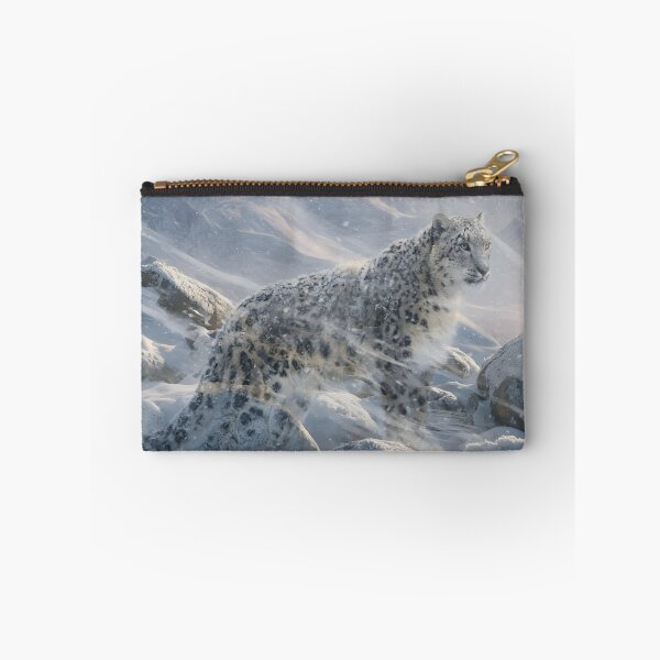 Item preview, Snow Leopard in a Winter Blizzard | Majestic Wildlife Nature Art designed and sold by DreamyWallVibes.