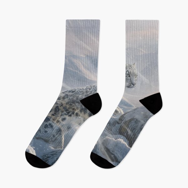 Item preview, Snow Leopard in a Winter Blizzard | Majestic Wildlife Nature Art designed and sold by DreamyWallVibes.