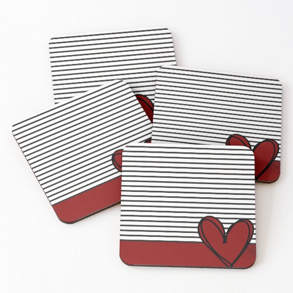Item preview, Black Stripes Red Heart  designed and sold by EllieHeartCo.