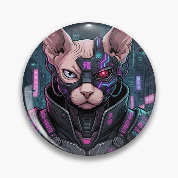 Item preview, Cyberpunk Sphynx Cat Samurai Techwear Neon Streetwear Design designed and sold by lzxzxl.