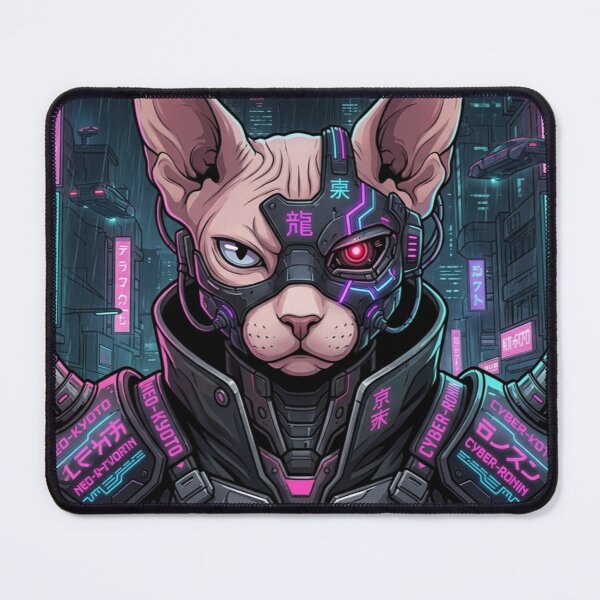 Item preview, Cyberpunk Sphynx Cat Samurai Techwear Neon Streetwear Design designed and sold by lzxzxl.