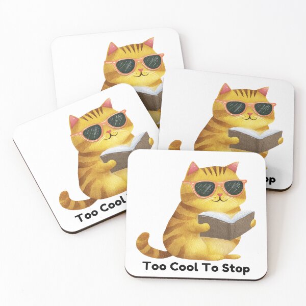 Item preview, Too Cool To Stop Reading Cat designed and sold by Bloomelle Studio.