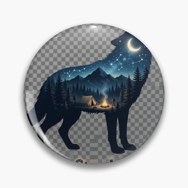 Item preview, Wild Wolf Under the Stars – Double Exposure Camping Art designed and sold by MalinStyle.