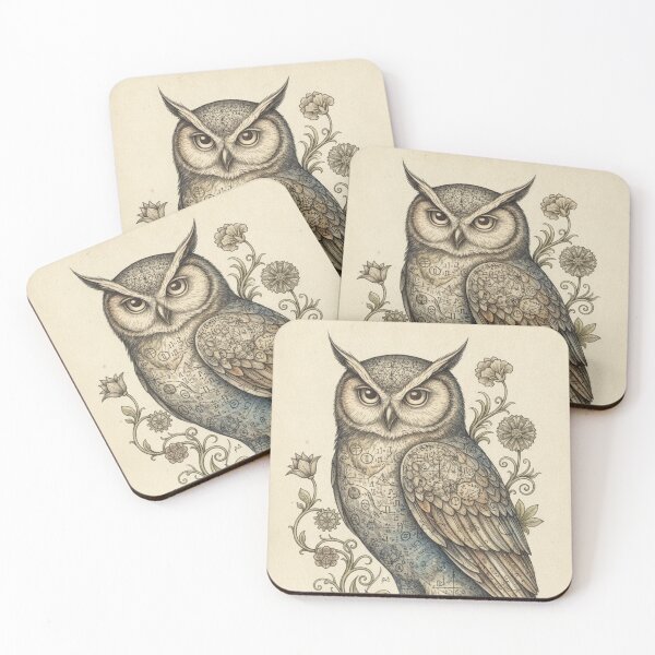Item preview, Night Owl with Flowers | Art of Wisdom and Nature designed and sold by HeyHas.