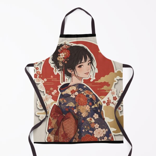 Item preview, Red Kimono Lady - kawaii version designed and sold by Japanese Vibes.