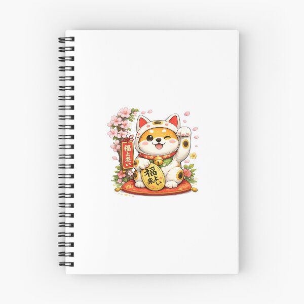 Item preview, Lucky Shiba Inu Maneki Neko with Cherry Blossoms designed and sold by ComKomuJapan.