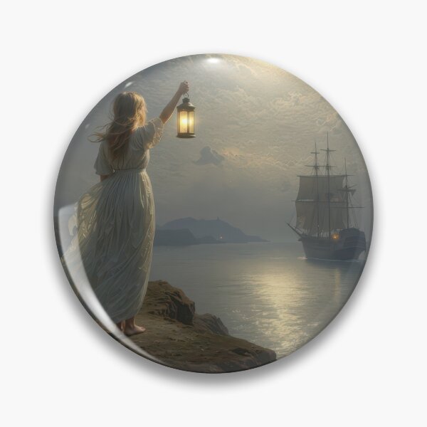 Item preview, Young Woman Holding a Lantern in a Harbor designed and sold by Maria Dryfhout.