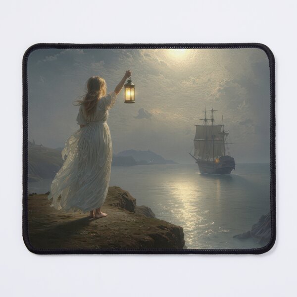 Item preview, Young Woman Holding a Lantern in a Harbor designed and sold by Maria Dryfhout.