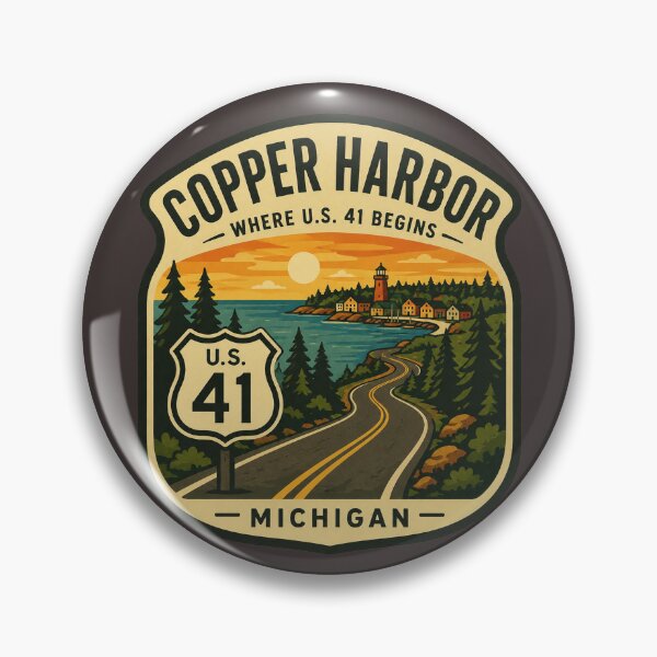Item preview, Copper Harbor Michigan U.S. 41 Vintage Travel Badge designed and sold by American Travels.