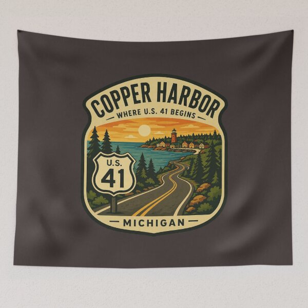 Item preview, Copper Harbor Michigan U.S. 41 Vintage Travel Badge designed and sold by American Travels.