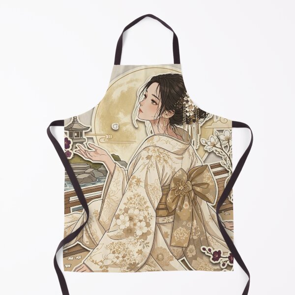 Item preview, White Kimono Lady - kawaii version designed and sold by Japanese Vibes.