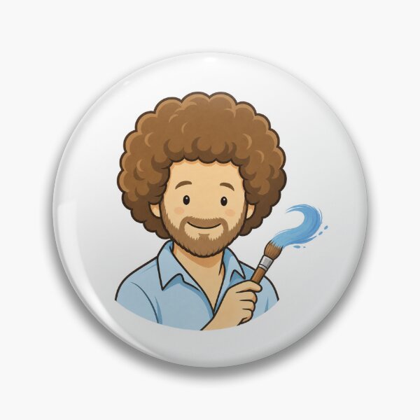Item preview, Bob Ross Blue Brush Portrait Fan Art designed and sold by ANiyati.