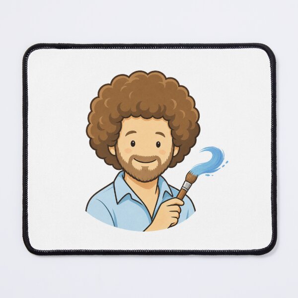 Item preview, Bob Ross Blue Brush Portrait Fan Art designed and sold by ANiyati.