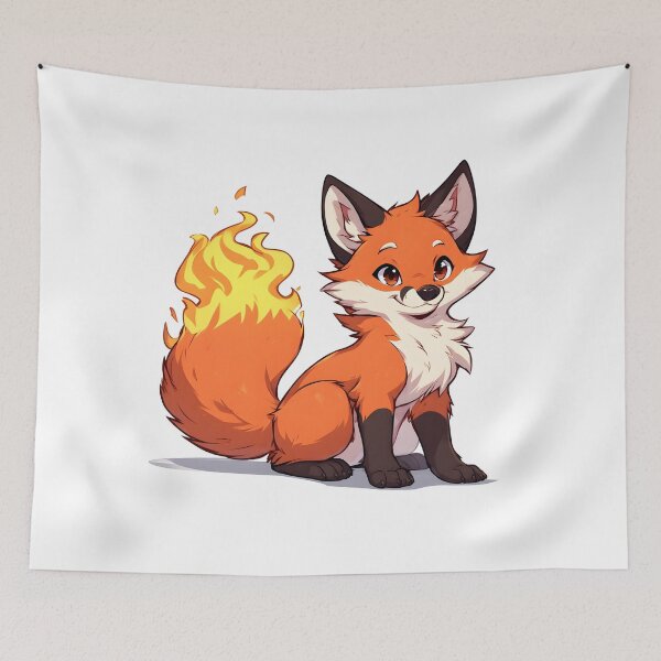 Item preview, Smiling Fire-Tailed Fox – Cute Fantasy Cartoon Animal Illustration designed and sold by Karolina’s Cozy Creations.