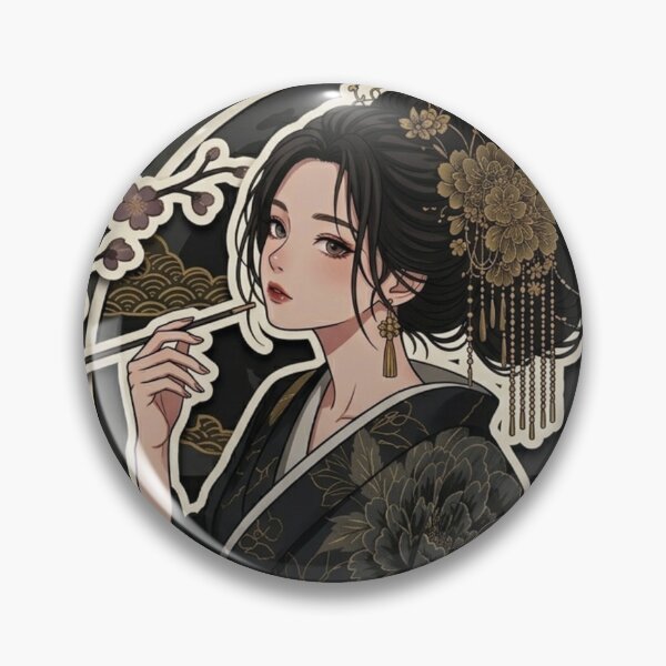 Item preview, Black Kimono Lady - kawaii version designed and sold by Japanese Vibes.