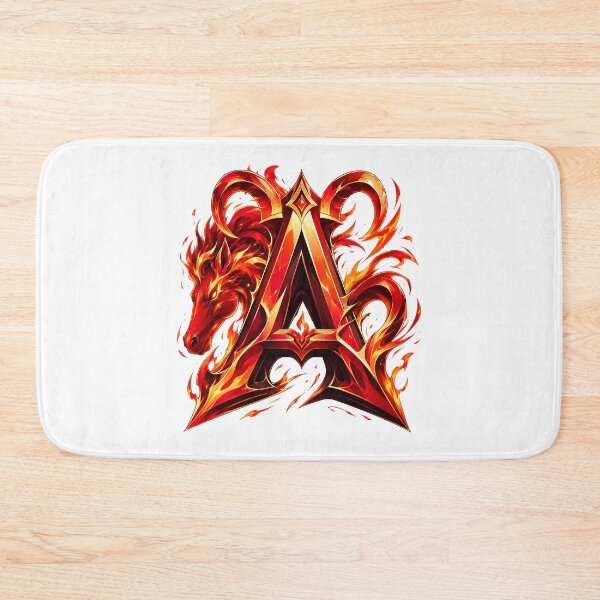 Item preview, Aries Emberstallion Flameglyph Letter A designed and sold by BlissBlvdShop.