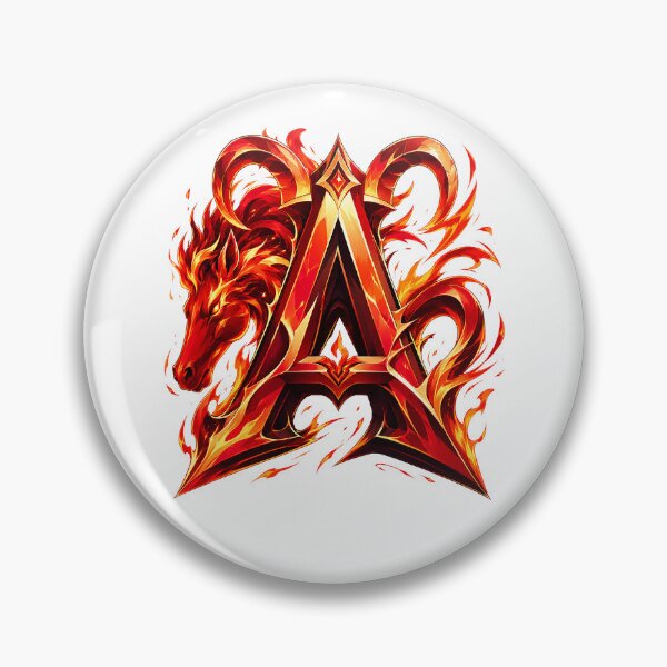 Item preview, Aries Emberstallion Flameglyph Letter A designed and sold by BlissBlvdShop.