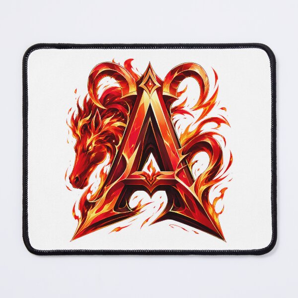 Item preview, Aries Emberstallion Flameglyph Letter A designed and sold by BlissBlvdShop.