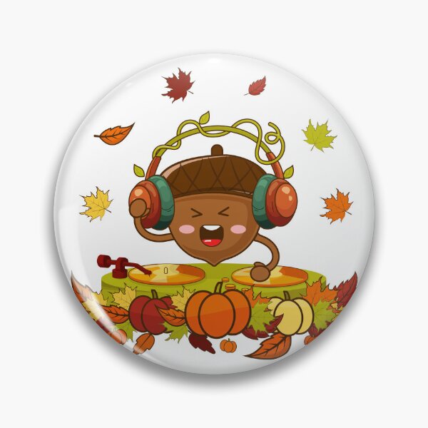 Item preview, Cute Acorn DJ with Headphones and Autumn Leaves designed and sold by YourHue.