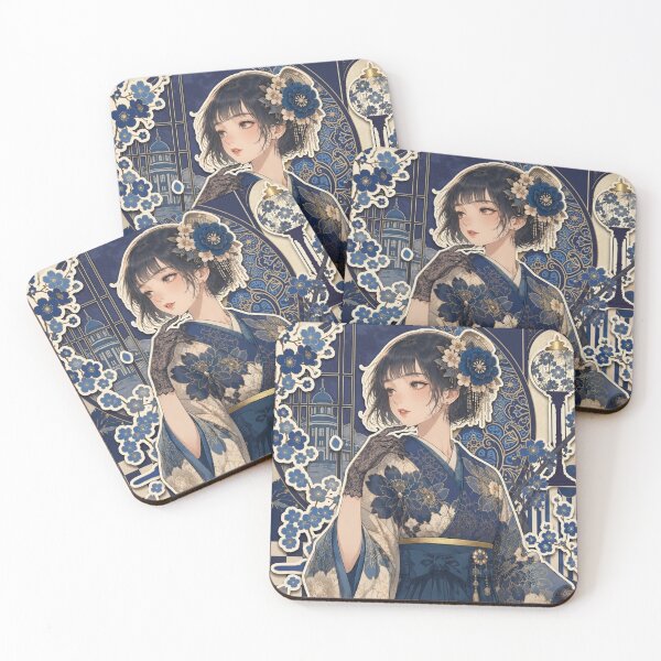Item preview, Blue Hakama Lady - kawaii version designed and sold by Japanese Vibes.