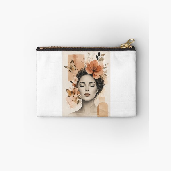 Item preview, Woman Eyes Closed Butterflies Terracotta Flowers Geometric Wall Art designed and sold by Leogasup.
