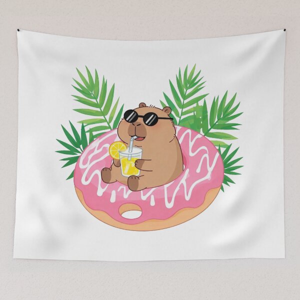 Item preview, Chill Capybara Floating in Donut Pool Float designed and sold by Evv_u.