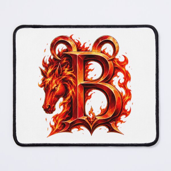 Item preview, Aries Emberstallion Flameglyph Letter B designed and sold by BlissBlvdShop.