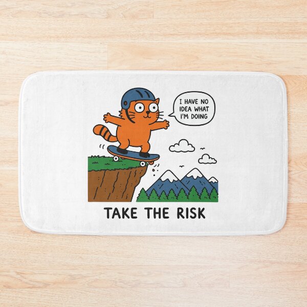 Item preview, Take The Risk Funny Skateboarding Cat designed and sold by CamaleonDesigns.