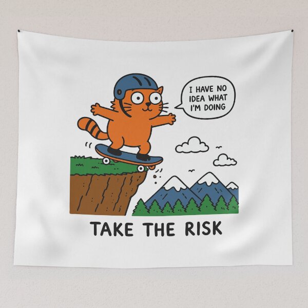 Item preview, Take The Risk Funny Skateboarding Cat designed and sold by CamaleonDesigns.