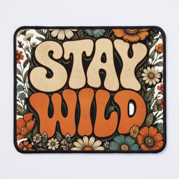Item preview, Stay Wild Retro 70s Floral Typography designed and sold by carthagia.