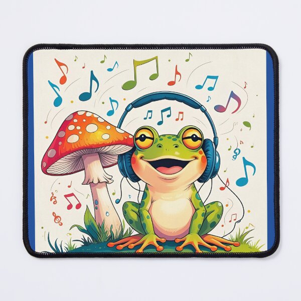 Item preview, Happy Frog with Headphones Cute Music Lover Frog Cartoon designed and sold by Estelle Printworks.