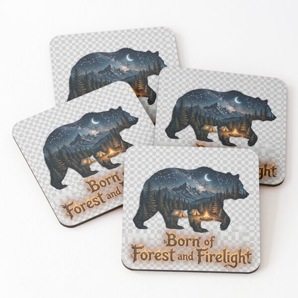 Item preview, Born of Forest and Firelight – Wild Bear Silhouette Art designed and sold by MalinStyle.