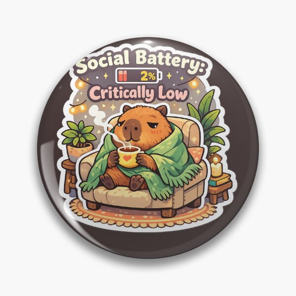 Item preview, Social Battery: Critically Low Capybara designed and sold by FAZ-DESIGNS.