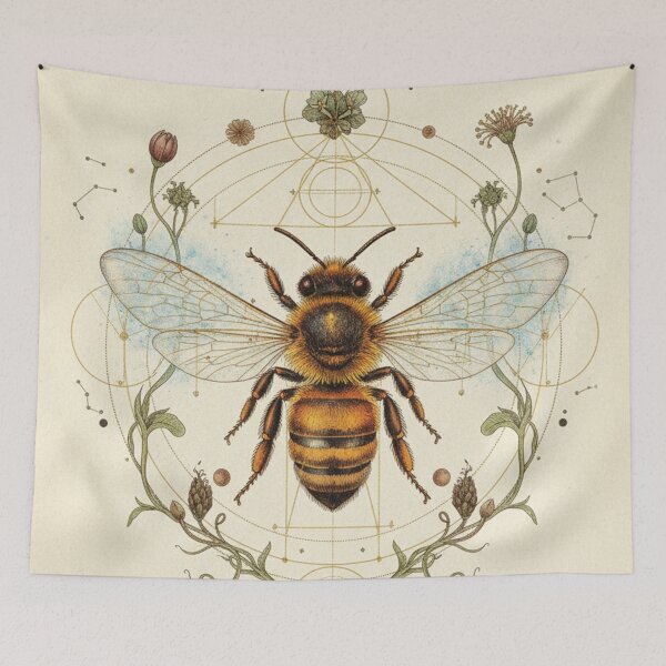 Item preview, Bee Among Flowers | Botanical Art for Nature Lovers designed and sold by HeyHas.