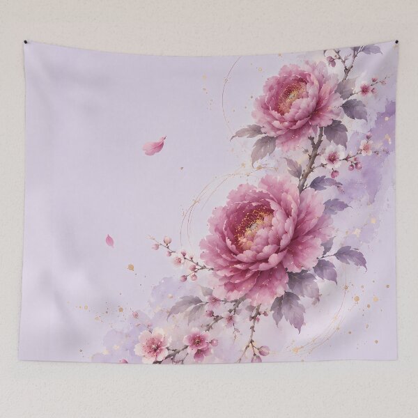 Item preview, Elegant Pink Peony Floral Watercolor Branch | Romantic Botanical Wall Art designed and sold by ManJiangHong.