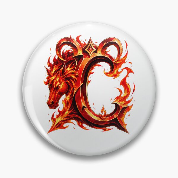 Item preview, Aries Emberstallion Flameglyph Letter C designed and sold by BlissBlvdShop.