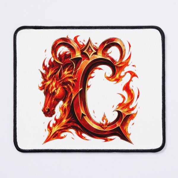 Item preview, Aries Emberstallion Flameglyph Letter C designed and sold by BlissBlvdShop.
