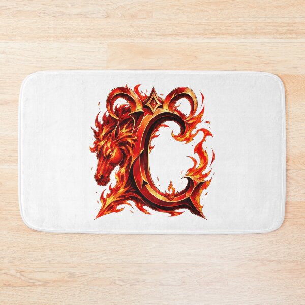Item preview, Aries Emberstallion Flameglyph Letter C designed and sold by BlissBlvdShop.