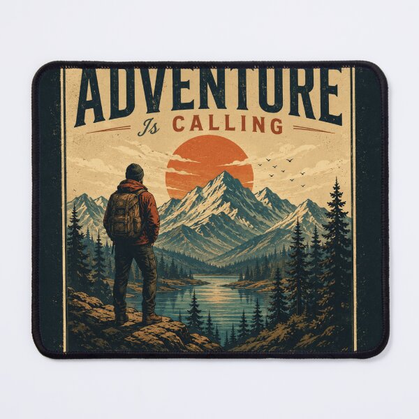 Item preview, The Mountains Are Calling | Vintage Adventure Hiking Poster designed and sold by BoomStickers18.