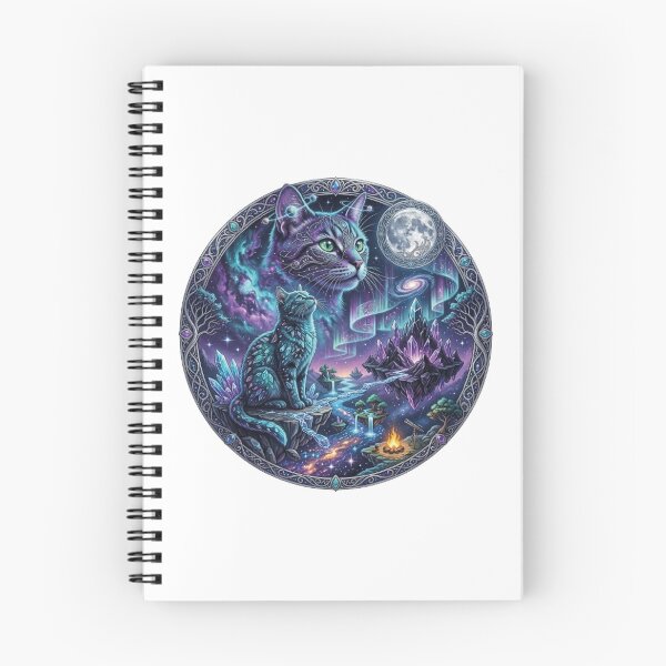 Item preview, Celestial Cosmic Cat & Crystal Galaxy Mandalas designed and sold by LunaCat Studio.