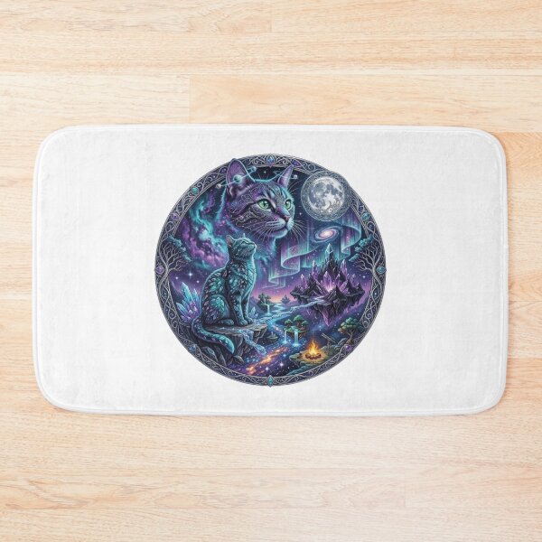 Item preview, Celestial Cosmic Cat & Crystal Galaxy Mandalas designed and sold by LunaCat Studio.