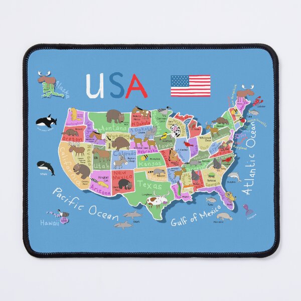 Item preview, Illustrated United States Map With State Names and State Animals By Carla Daly designed and sold by Carla Daly.