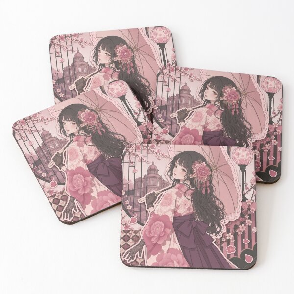 Item preview, Pink Hakama Lady - kawaii version designed and sold by Japanese Vibes.