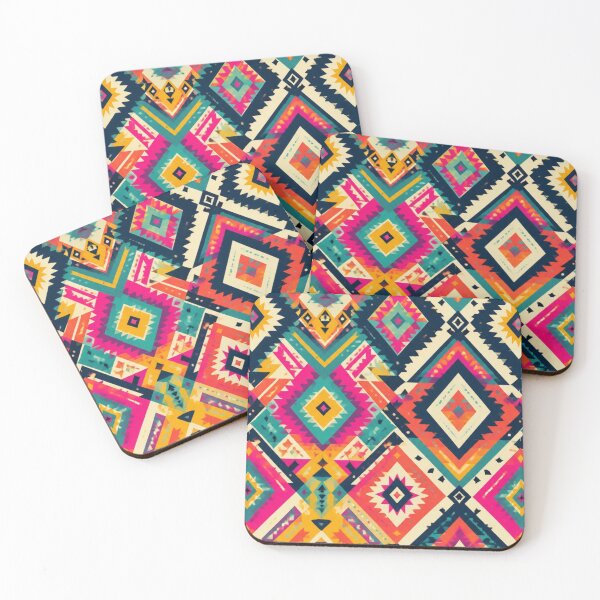 Item preview, Colourful Tribal Geometric Pattern | Boho Aztec Diamond Abstract Print designed and sold by My Gluten Free Life UK.